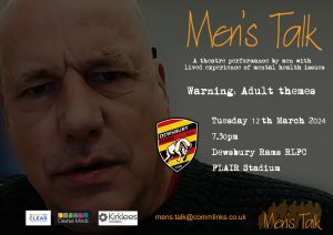 Men's Talk March 12 event 7.30 pm
