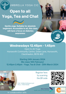 Yoga diabetes class Wednesday the 20th March 12.45pm - 2.45pm 