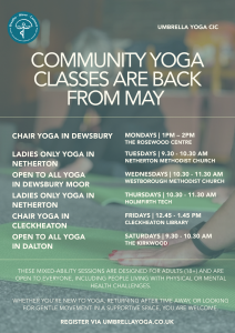 Kirklees Community Yoga classes in May
