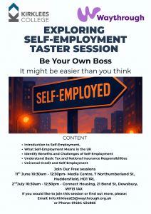 Poster for Self Employment Taster session Kirklees College